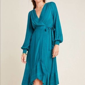 Anthropologie Boswell Textured Wrap Dress